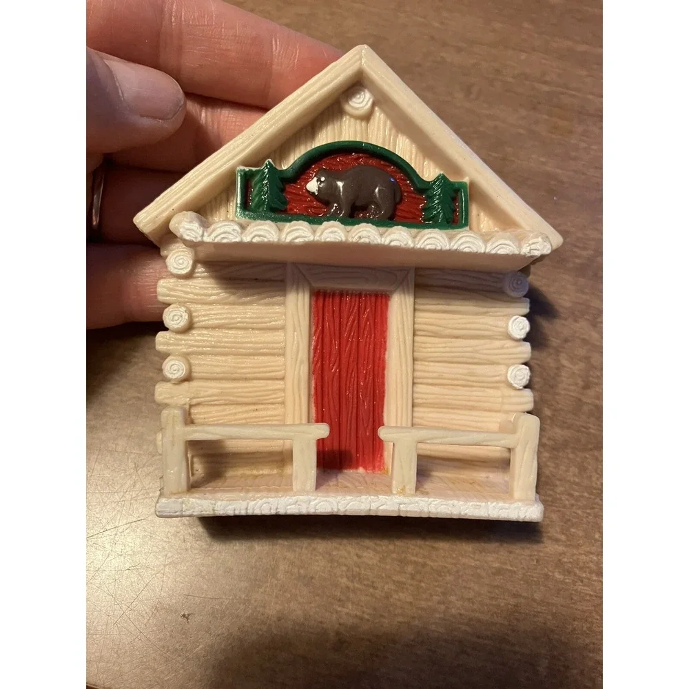 Nobel Hall Vintage Bear Log Cabin Refrigerator Magnet Set 3 Piece Fiddle Player